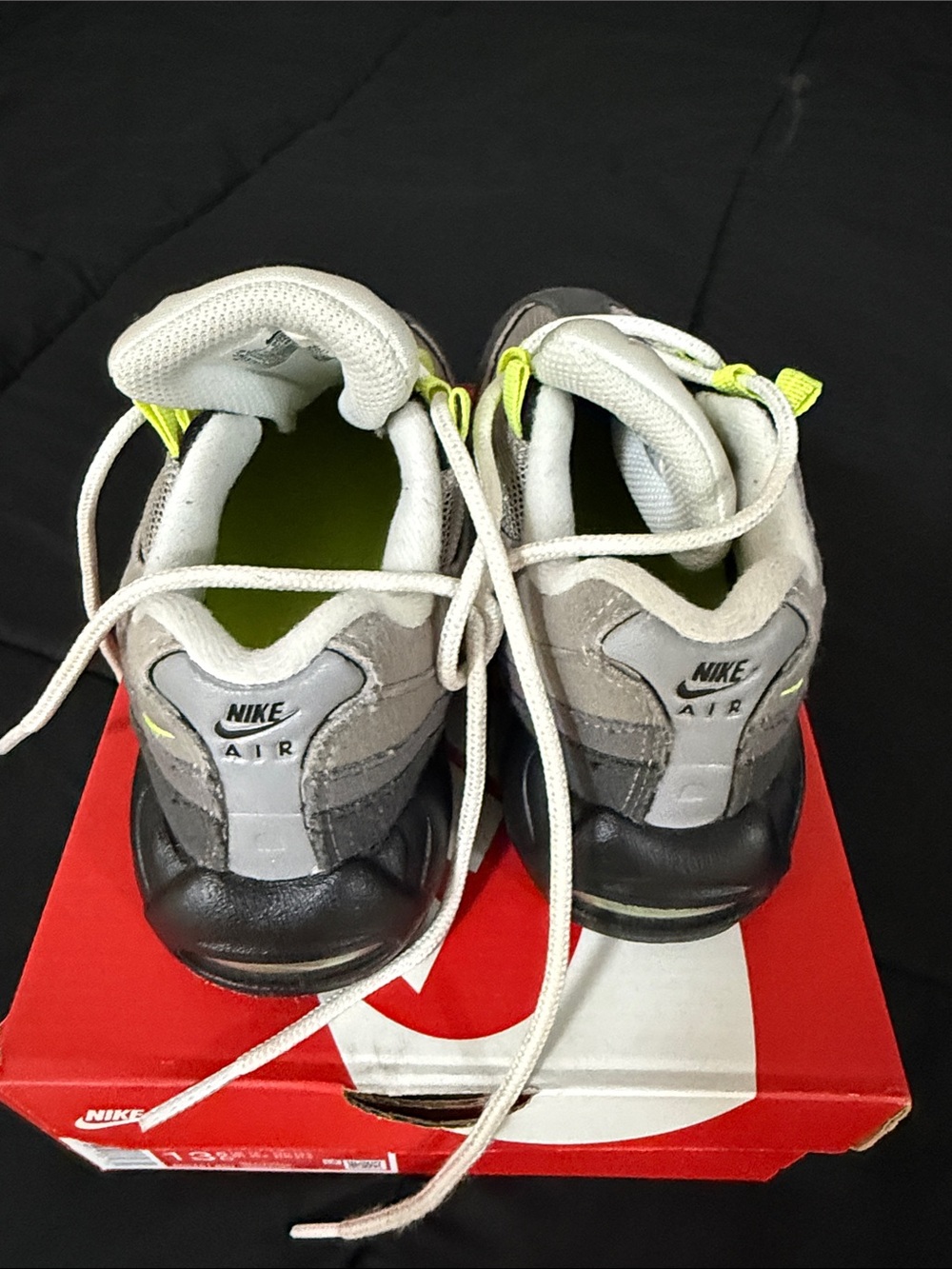 Nike Kids Air Max 95 Sneakers - Gray with Neon Yellow Accents - Picture 6 of 8